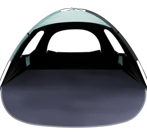 WhiteFang Beach Tent Anti-UV Portable Sun Shade Shelter for 4 Person with Blackout Shelter, Extendable Floor with 3 Ventilating Mesh Windows Plus Carrying Bag, Stakes and Guy Lines (Mint Green)