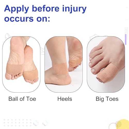 Blister Prevention Tapes for Ball of Foot | Pre-Cut & Ultra Large Bandages for Feet Hot Spots | Waterproof & Strong Stick Patches for Foot | Self-Stick Blister Cushions, 50 PICS, Beige - Thumbnail 4