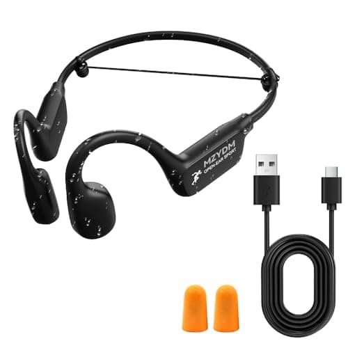 MZYDM Bone Conduction Headphones, Open Ear Headphones Bluetooth5.4 with Mic, 15H Playtime, IPX6 Sweat Resistant Wireless Earphones, for Workouts and Running, Black