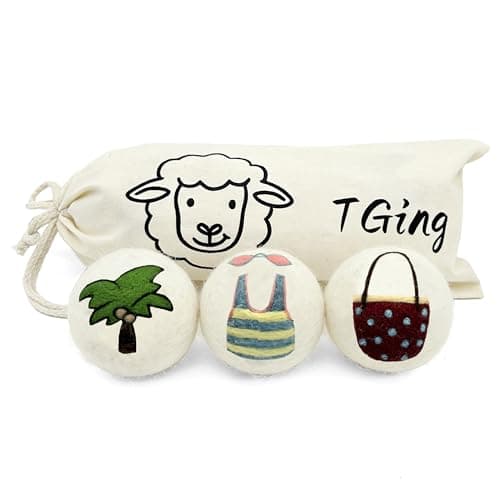 Tging Reusable Wool Dryer Balls, 3.2-inch Handmade Felted Wool Balls (3-Pack), Softens Clothes, Naturally Reduces Drying Time and Static Electricity