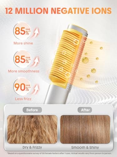 SHEGLAM Straightener Brush 3D Ionic Hair Straightening Brush with 24K Gold Heated Comb, Anti-Scald Design, 60s Fast Heat-Up, Auto-Off, Frizz Control, Sleek & Smooth Styling - Thumbnail 5