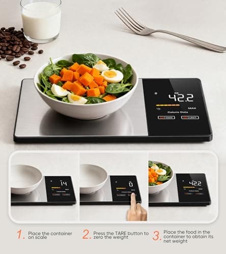 KUAIVO Smart Nutrition Food Scale with LED Display, Tracks Calories, Fat, Carbs & Protein via App, 1g Precision Digital Kitchen Scale for Healthy Eating & Meal Prep - Thumbnail 6