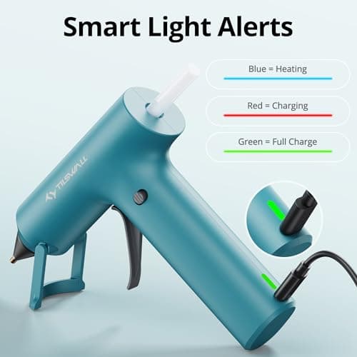 Tilswall Cordless Hot Glue Gun, Fast Preheating, Glue Gun and Sticks Set with 2Ah USB-C Rechargeable, 20 Premium Glue Sticks, High Temp Compact Size Ideal for Crafts, DIY Making, Repairs Blue - Thumbnail 6