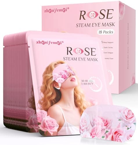 ZHENYEMEI 18 Packs Rose Heated Eye Mask - Heating Eye Mask Warm Compress for Dry Eyes Puffiness Dark Circles Sleep Stye Irritation Stress Relief Self Care Wellness Spa Relaxation Gift for Women - Image 1