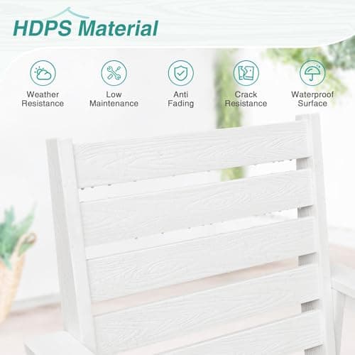 Homenjoy Patio Dining Chairs Set of 2, HDPS Weather Resistant Outdoor Chairs with Armrest, Heavy Duty 300LBS Support Patio Chairs for Backyard Deck Porch Balcony, White - Thumbnail 4