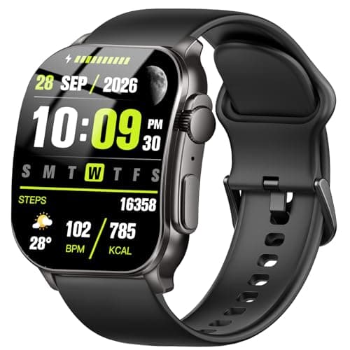 Smart Watch, 2.01" AMOLED Curved Display Fitness Tracker with Answer/Make Calls, Fitness Watch with Fitness and Sleep Trackers, Heart Rate Monitor, Always-On Display, Water Resistant, for Android iOS - Image 1