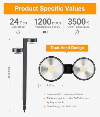 TuyLuxe Bright Solar Pathway Lights Outdoor, 6 Pack with 12 Head Garden Lights Solar Powered Path Lights Up to 15Hrs, Auto On/Off Waterproof Outdoor Solar Light for Yard Walkway Driveway Patio Lawn - Thumbnail 5