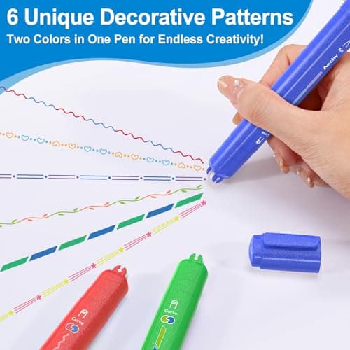 AECHY Dual Tip Glitter Highlighters Set, 6 Colors-Changing Fun Line Style Pens for Writing, Drawing, Sparkle Markers Ideal for Students, Artists, Journaling, Office & School Supplies(6 Pack) - Thumbnail 5