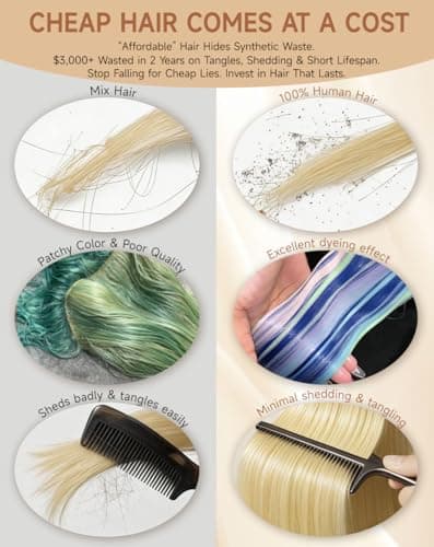 Stybee 24 Inch 613 13x6 Lace Front Wig Human Hair 200% Density Straight Blonde Wig Human Hair Pre-Plucked Natural Hairline Easy to Bleach and Dye No Bad Smell True Length Longer Lifespan - Thumbnail 5