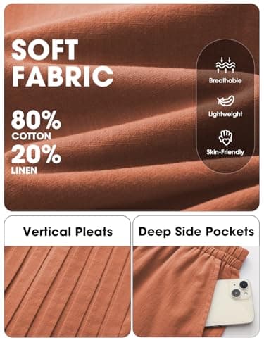 EXLURA Linen Sets for Women 2 Piece Sleeveless Pleated Babydoll Tops Casual Matching Short Set Summer Beach Vacation Outfits - Thumbnail 2