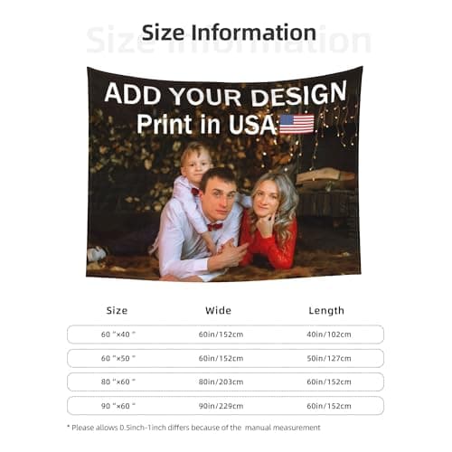 ANSTING Custom Tapestry with Photo, Ships Next Business Day, Print in USA, Personalized Picture Text Wall Hanging Banner Customized Image Background for Bedroom Decor (80x60in) - Thumbnail 4