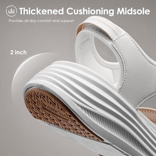 Vilanva Women's Comfortable Orthopedic Platform Walking Sandals with Arch Support Adjustable Buckle Cushioned Midsole for Plantar Fasciitis Relief Casual Sport Summer Outfits - Thumbnail 4