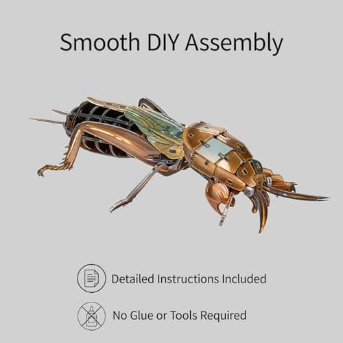HELLOTOY 3D Acrylic Insects Puzzles DIY Bug Model Kit for Teenagers Educational Display Nature Decoration Figurine Sculpture (Mole Cricket) - Thumbnail 3