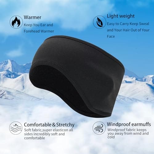 Renil Ear Warmers for Men and Women & Ear Warmers for Cold Weather Headband (Black, One Size) - Thumbnail 5