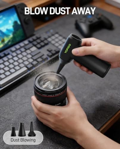 YOFIGO Compressed Air Duster - 150000RPM Electric Air Duster, 3-Speed Adjustable PC Cleaner, 4400mAh Rechargeable Cordless Air Blower, Alternative to Canned Air for Keyboard, Electronics, Camera - Thumbnail 4