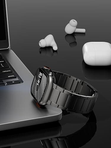 LULULOOK Titanium Ultra 3 Watch Band - Grade 2 Titanium Metal Band for Men, Compatible with Apple Watch Ultra 3/ Ultra 2/ Ultra 49mm, Series 11/10 46mm, Folding Clasp & DLC Coating,Black - Thumbnail 6