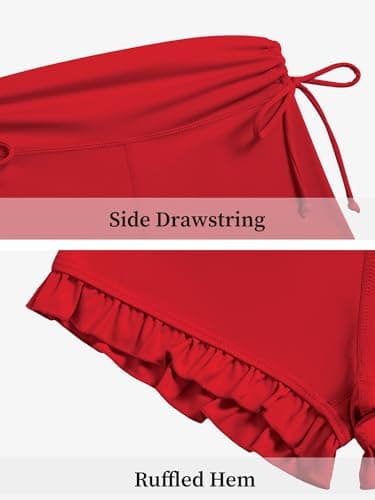 AMAWMW Girls Athletic High Waisted Ruffle Shorts Yoga Dance Cheer Shorts Teen Gymnastics Workout Shorts Red 15-16Y - Thumbnail 6