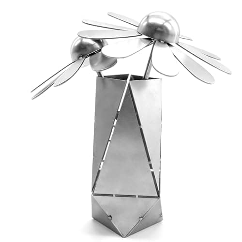 CMLDGIA Two 3D Daisies and One Vase Welding Practice Kit for Beginners DIY 201 Stainless Steel Tack Welding Project Metal Art Coupons for Tig Mig Welding Projects Metal Craft Kit (3D Daisy Style) - Image 1