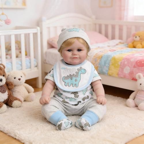 Lifelike Reborn Baby Dolls Silicone Full Body Girl, 20inch Real Baby Feeling Realistic Newborn Baby Doll Adorable Smiling Real Life Baby Dolls With Hair Gift Box For Toddler Girl Toy(Gray Hat Boy) - Thumbnail 6