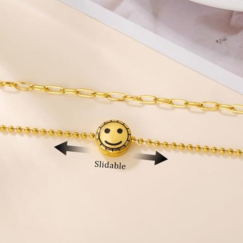 KISSKIKO Layered Choker Necklace for Women | Stainless Steel 18K Gold Plated Colorfast Chain | Collarbone Chain Necklace for Women to Bring Good Luck - Thumbnail 3