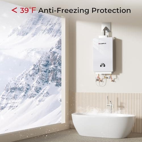 CAMPLUX Instant Hot Water Heater, 3.18 GPM Natural Gas, Whole House Gas Water Heater, Indoor, White - Thumbnail 6
