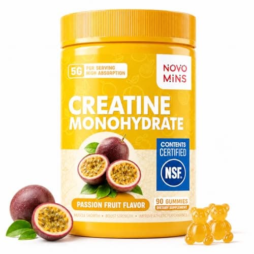novomins Creatine Monohydrate Gummies 5000mg for Men & Women, Chewables Creatine Monohydrate for Muscle Strength, Muscle Builder, Energy Boost, Pre-Workout Supplement(90 Count)-Passion Fruit Flavor - Image 1