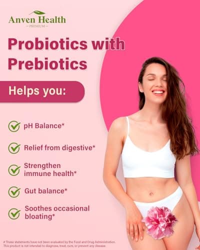 Anven Health Probiotics and Organic Prebiotics for Women pH Balance & Digestion- 60 Billion CFU Vaginal Probiotics with Cranberry D-Mannose, Vegan & Non-GMO for Urinary Tract & Immune | 90 Caps - Thumbnail 4