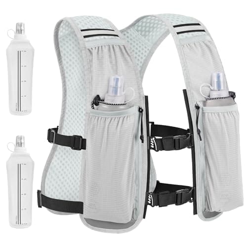 NOOLA Running Vest for Women Men, Lightweight Hydration Vest with Dual 500ML Soft Flasks, Water Backpack Hydration Pack, Adjustable Running Tail Chest Bag for Hiking Race Marathon Cycling (Grey) - Image 1