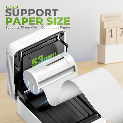 TYPONOS Sticker Printer, PM230 Mini Printer, Bluetooth Sticker Maker Machine with 3 Rolls Paper, Portable Print Pod for Journal, Lists, Study Notes, Pictures, DIY Gifts for Home Christmas, White - Thumbnail 6