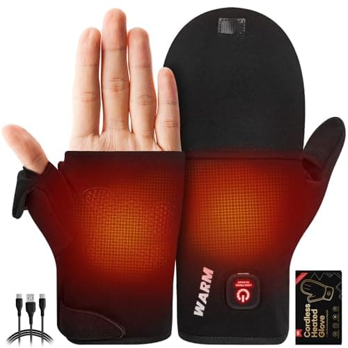 Heated Gloves for Men Women, Rechargeable Detachable Full & Half Hands Heated Glove Fingerless Electric Heating Gloves Hand Warmer for Work, Hunting, Skiing, Outdoor Work (Black, M) - Image 1