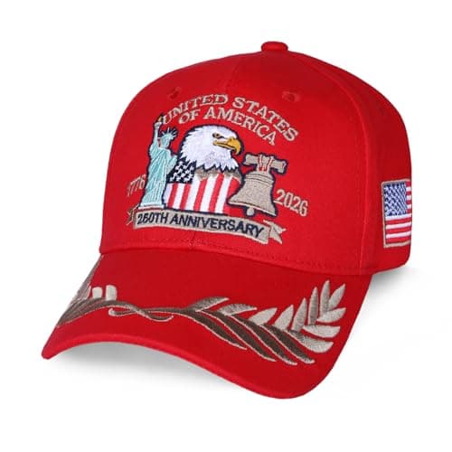 250th Anniversary USA Hat 1776-2026, Adjustable Unisex Patriotic Hat American Bald Eagle Flag Embroidered Baseball Cap - Image 1
