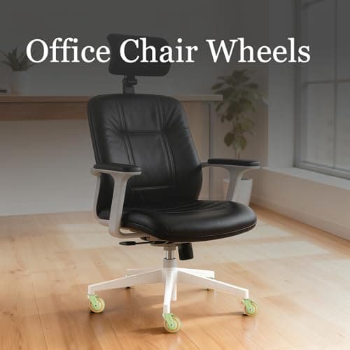 TESUMI Tangle-Free Office Chair Wheels Replace Office Chair Mats, 11mm Universal Fit Hard PA Wheels 3" Inch Heavy Duty Gaming Desk Computer Chair Caster Wheels for Carpet Floor - Set of 5 （Green） - Thumbnail 2