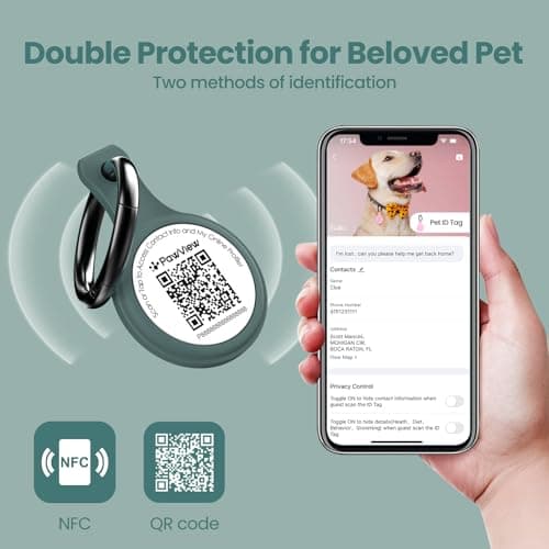 PawView QR Code Pet ID Tag, Silent Silicone Dog ID Tag, Scan QR for Instant Location Alerts, Emergency Contacts, Modifiable Pet Online Profile and Privacy Control, 1Pack (Green) - Thumbnail 5