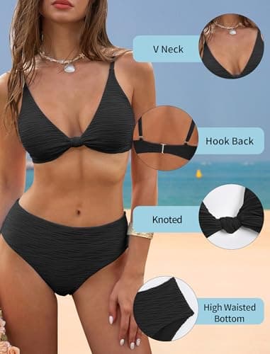 ZAFUL Black Bikini Sets Two Piece Swimsuit Knot Front Push Up Swimsuit Brazilian 2 Piece Bathing Suit 2026 Swim Suit XL - Thumbnail 4
