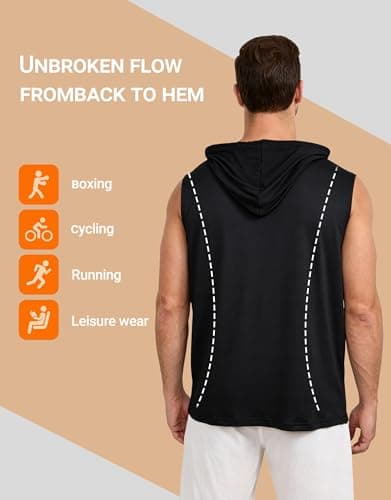 INVICTUSY Men's Sleeveless Hooded Tank Tops Workout Gym Shirts Muscle Cut Off Bodybuilding Hoodies Athletic Activewear T-Shirts Black - Thumbnail 3