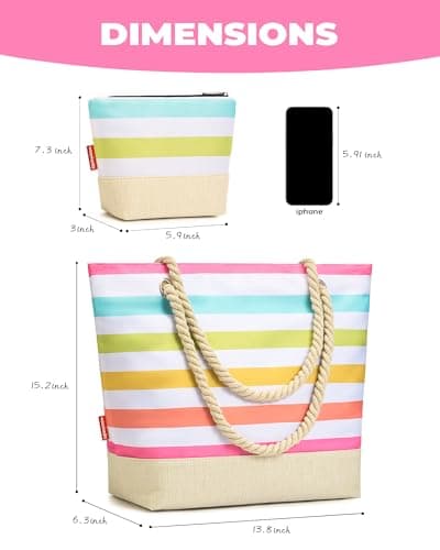 WOOMADA Large Straw Beach Tote - Tote Bag for Towels & Vacation Essentials - Thumbnail 3
