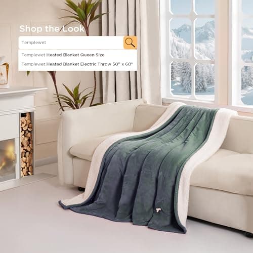 Templewet Heated Blanket Electric Throw 50" x 60" -Heated Throw Blanket with 4 Heating Levels & 3 Hours Auto Off,Machine Washable,ETL & FCC Certification(Lake Green) - Thumbnail 3