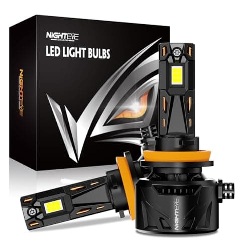 NIGHTEYE 𝐇𝟏𝟏/𝐇𝟗/𝐇𝟖 Light Bulbs - 90000LM 240W Super Bright 100000+Hrs Lifespan with Cooling Fan 6500K White Fog Bulbs, Pack of 2(2-Year Warranty)