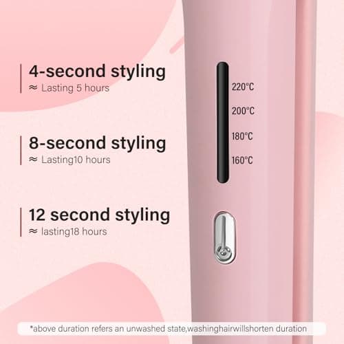 ZZR SEVEN Curling Iron Curling Wand Hair Crimper Waver, Hair Curler with Ceramic 3 Barrel for Women, Dual Voltage, Anti-Scald, Easy to Use, Pink - Thumbnail 3