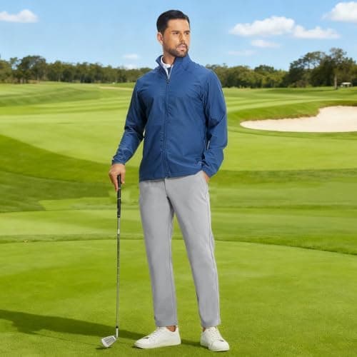 M MAELREG Fleece Lined Golf Pants Men Water-Resistant Workout Casual Outdoor Hiking Insulated Winter Pants for Men Light Grey - Thumbnail 2