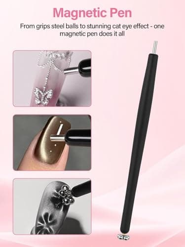 EBANKU Cat Eye Magnetic for Nails, 17PCS Cat Eye Gel Nail Polish Magnet Tools Powerful Set Wand Magnet for Nail Polish Square Round Y Shaped Heart Magnet Stick Diverse Glassy Cateye Effect - Thumbnail 5