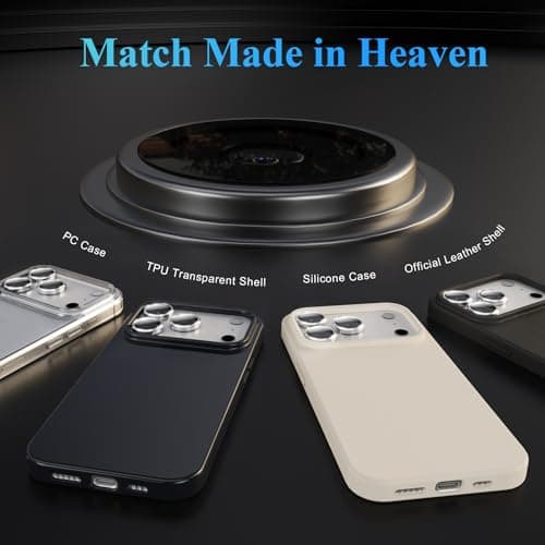 YWXTW Camera Lens Protector for iPhone 17 Pro/iPhone 17 Pro Max, [1 Step Installation Tray] Tempered Glass Screen Protector Metal Individual Camera Cover Accessories Case Friendly (Silver) - Thumbnail 6