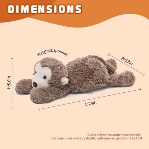 24" 3.2 Pounds Monkey Cute Weighted Stuffed Animals,Sensory Comfort Plush Throw Pillow Toy,Monkey Plush Toys for Stress Relief, Kawaii Plushies Hugging Toy Stuffed Monkey Gifts for Kids & Adults. - Thumbnail 2