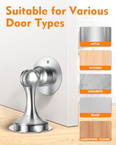 Door Stoppers Magnetic Door Catch, 2 Pack Stainless Steel Magnetic Door Stop, Double-Sided Adhesive Tape, No Drilling, Screws for Stronger Mount, Holder Your Door Open for Wide Doors - Thumbnail 6