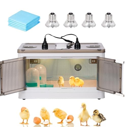 JLUHYANN Brooder Box for Chicks Quail Brooder Box with Thermostat Poultry Heater Breeding Box with Feeder and Water for 15 Chicks Quails Ducks Parrots and Hamsters
