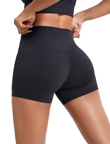 voenxe Women Workout Shorts,High Waisted Yoga Biker Short,Spandex No Front Seam Sports Gym Running Exercise Soft Short,2 Pack - Thumbnail 6