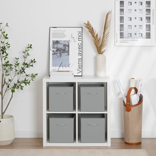 StorageWorks Gray Storage Cubes, 11 Inch Cube Storage Bins with Handle, Cube Storage Organizer Bins for Shelves and Closet, Collapsible Storage Bins, 4-Pack - Thumbnail 4