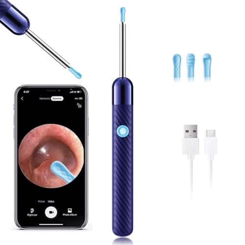 LEIPUT Ear Wax Removal - Earwax Remover Tool - Ear Canal Cleaner with 1080P Camera - Ear Cleaning Kit with 4 Ear Spoon - Ear Camera for iOS & Android (Navy Blue) - Image 1