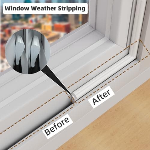 16.4 Ft Weather Stripping Seal Strip for Doors/Windows,Soundproofing Window Insulation Draft Stopper for Winter, Selfadhesive Foam Weather Strip for Door Frame,Door Gap Filler Noise Blocker(White) - Thumbnail 4