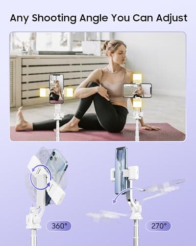 ACKIMA 53'' Selfie Stick Tripod with Light, Enhanced 4-Leg Cell Phone Stand Camera Tripod with Rechargeable Wireless Remote & 2 Fill Light, Portable Selfie Stick Travel Essentials for iPhone Android - Thumbnail 6